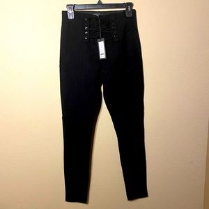 Black Tapered Pants Lace Up Front NWT Rock N’Roll